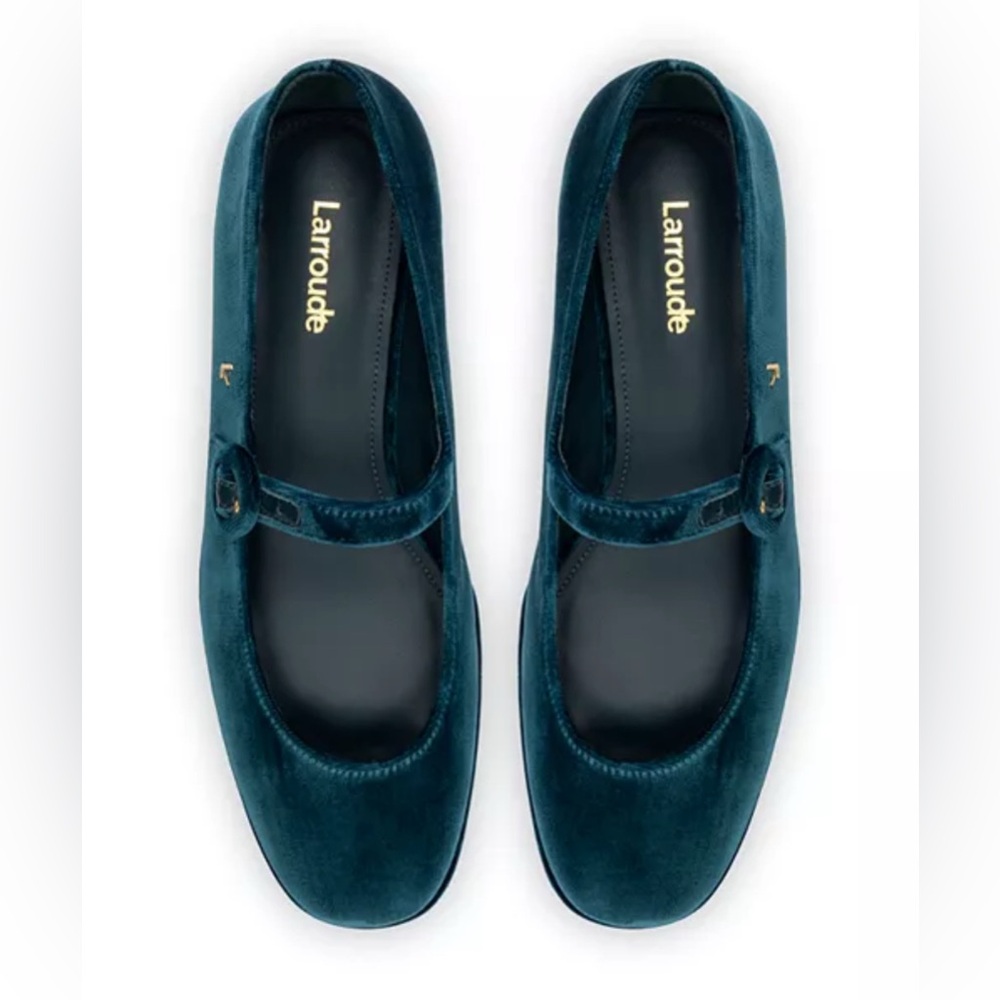 Larroude Blair Flatform In Deepsea Velvet - Picture 4 of 9